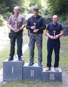 Víťazná trojica regionálnych strelcov (zľava) M. Tomík, M. Slančík a P. Koštenský